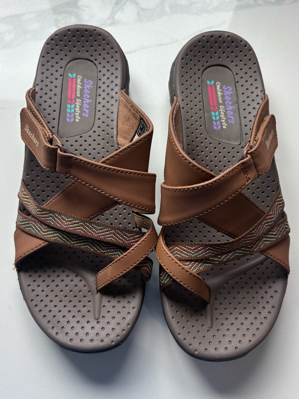 Skechers Outdoor Lifestyle Womens Strappy Sandals Brown Textile Hook & Loop 7.5